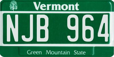 VT license plate NJB964