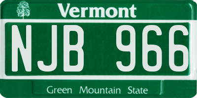 VT license plate NJB966