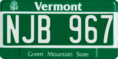 VT license plate NJB967