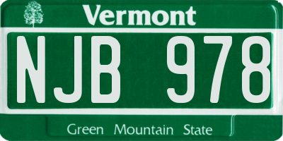 VT license plate NJB978