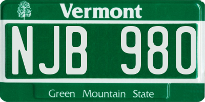 VT license plate NJB980