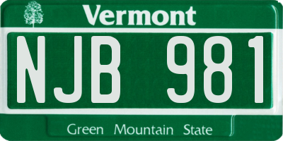 VT license plate NJB981