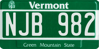 VT license plate NJB982
