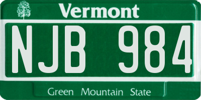 VT license plate NJB984