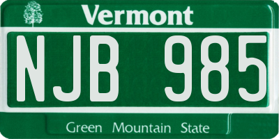 VT license plate NJB985