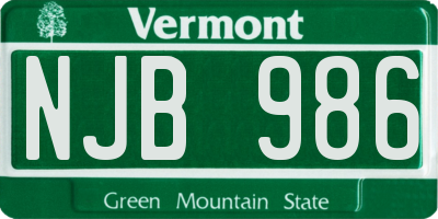VT license plate NJB986