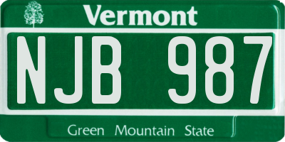 VT license plate NJB987