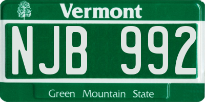 VT license plate NJB992