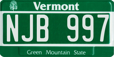 VT license plate NJB997