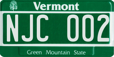 VT license plate NJC002