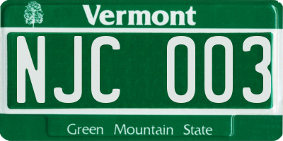 VT license plate NJC003