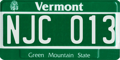 VT license plate NJC013