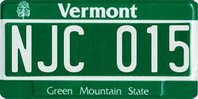 VT license plate NJC015