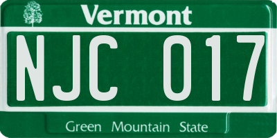 VT license plate NJC017