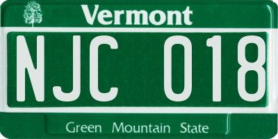 VT license plate NJC018