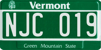 VT license plate NJC019