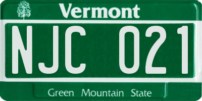 VT license plate NJC021