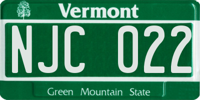 VT license plate NJC022
