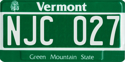 VT license plate NJC027