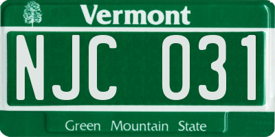 VT license plate NJC031