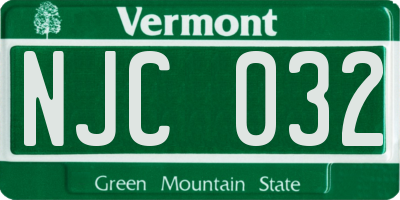 VT license plate NJC032