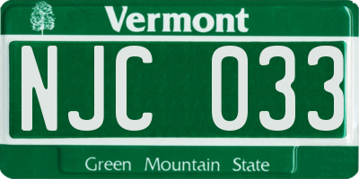 VT license plate NJC033
