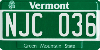 VT license plate NJC036