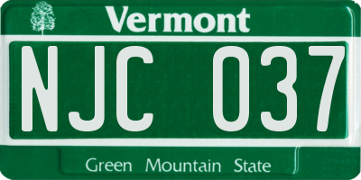 VT license plate NJC037