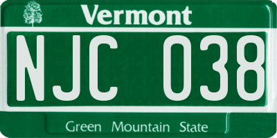 VT license plate NJC038