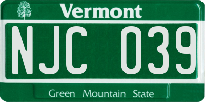 VT license plate NJC039
