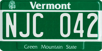 VT license plate NJC042