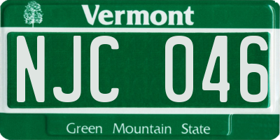 VT license plate NJC046