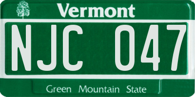 VT license plate NJC047