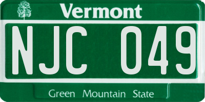 VT license plate NJC049