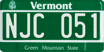 VT license plate NJC051