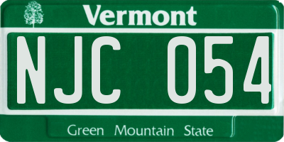 VT license plate NJC054