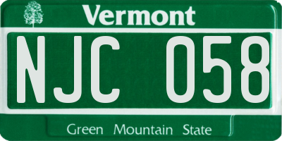 VT license plate NJC058