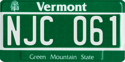 VT license plate NJC061