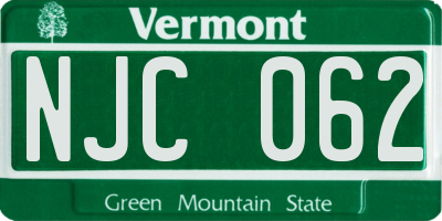 VT license plate NJC062