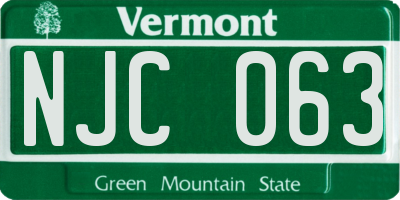 VT license plate NJC063