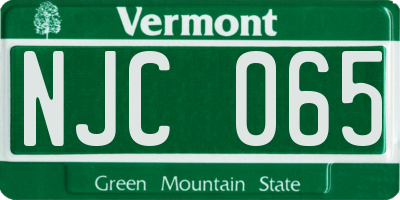 VT license plate NJC065