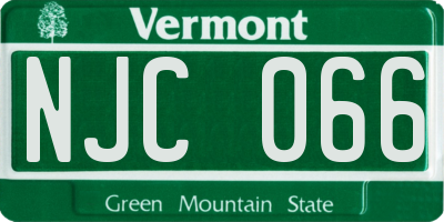 VT license plate NJC066
