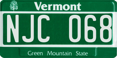 VT license plate NJC068
