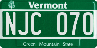 VT license plate NJC070
