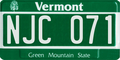 VT license plate NJC071
