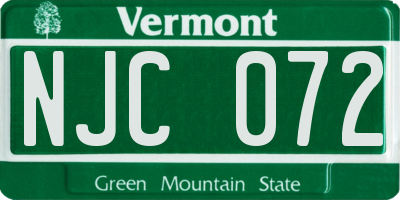 VT license plate NJC072