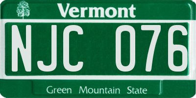 VT license plate NJC076