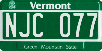 VT license plate NJC077