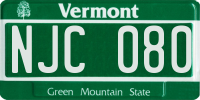 VT license plate NJC080