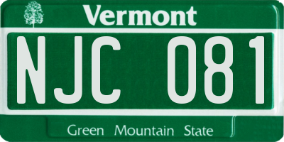 VT license plate NJC081